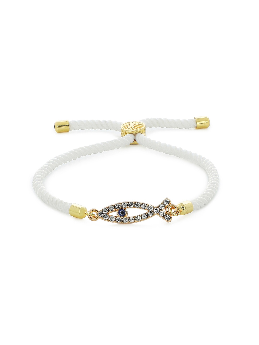 

EL REGALO Unisex White & Gold-Toned Cuff Bracelet
