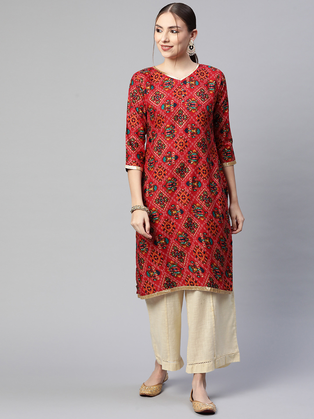 

Fashion FRICKS Women Maroon Ethnic Motifs Printed Kurta