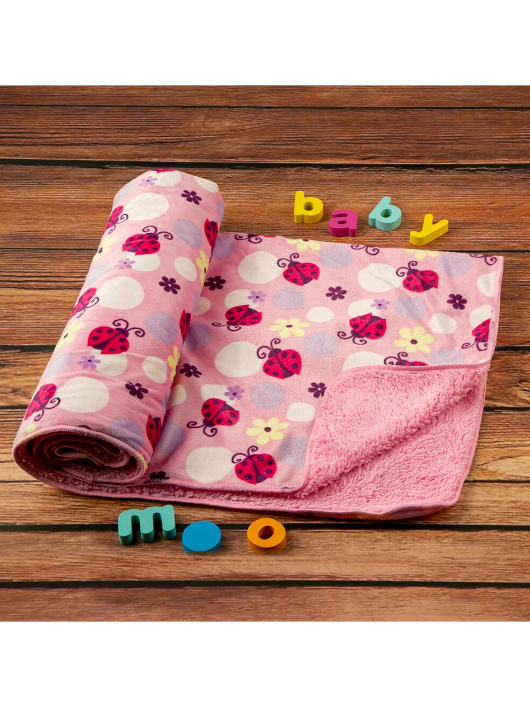 

Baby Moo Pink & White Cartoon Characters Heavy Winter 210 GSM Single Bed Blanket