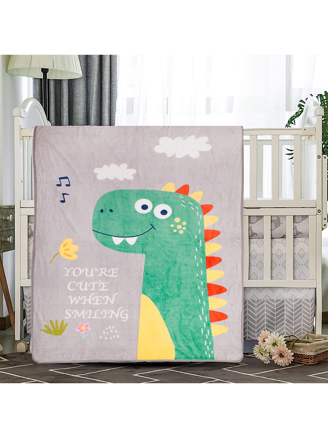 

Baby Moo Grey & Green 210 GSM Single Cartoon Printed Heavy Winter Bed Blanket
