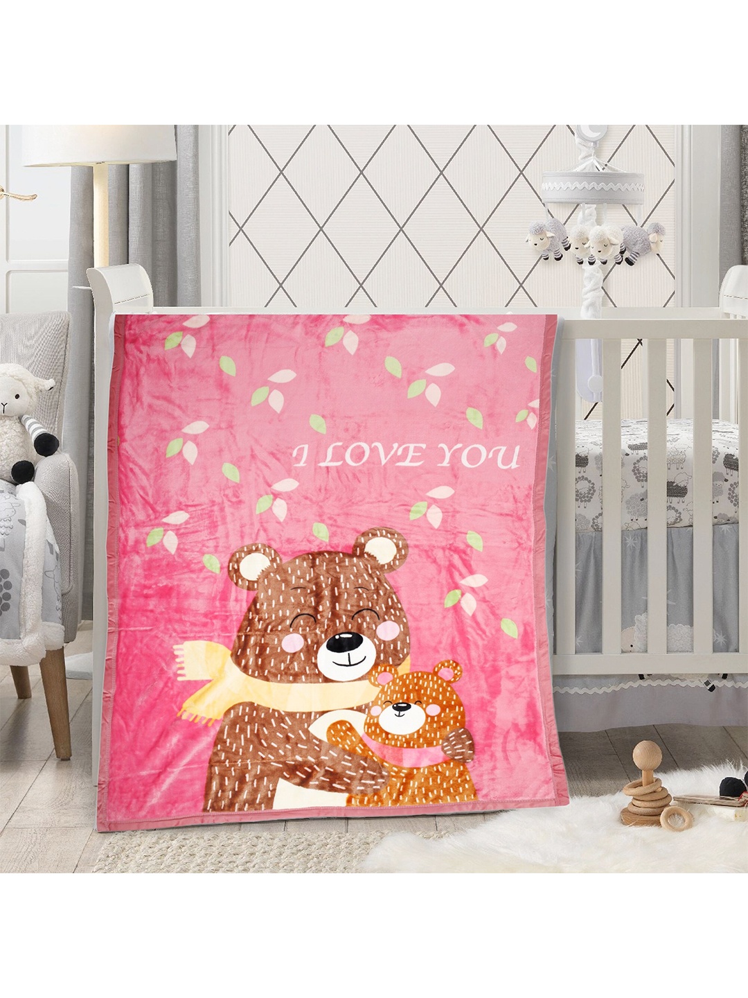 

Baby Moo Pink & Brown Cartoon Characters Heavy Winter 210 GSM Single Bed Blanket