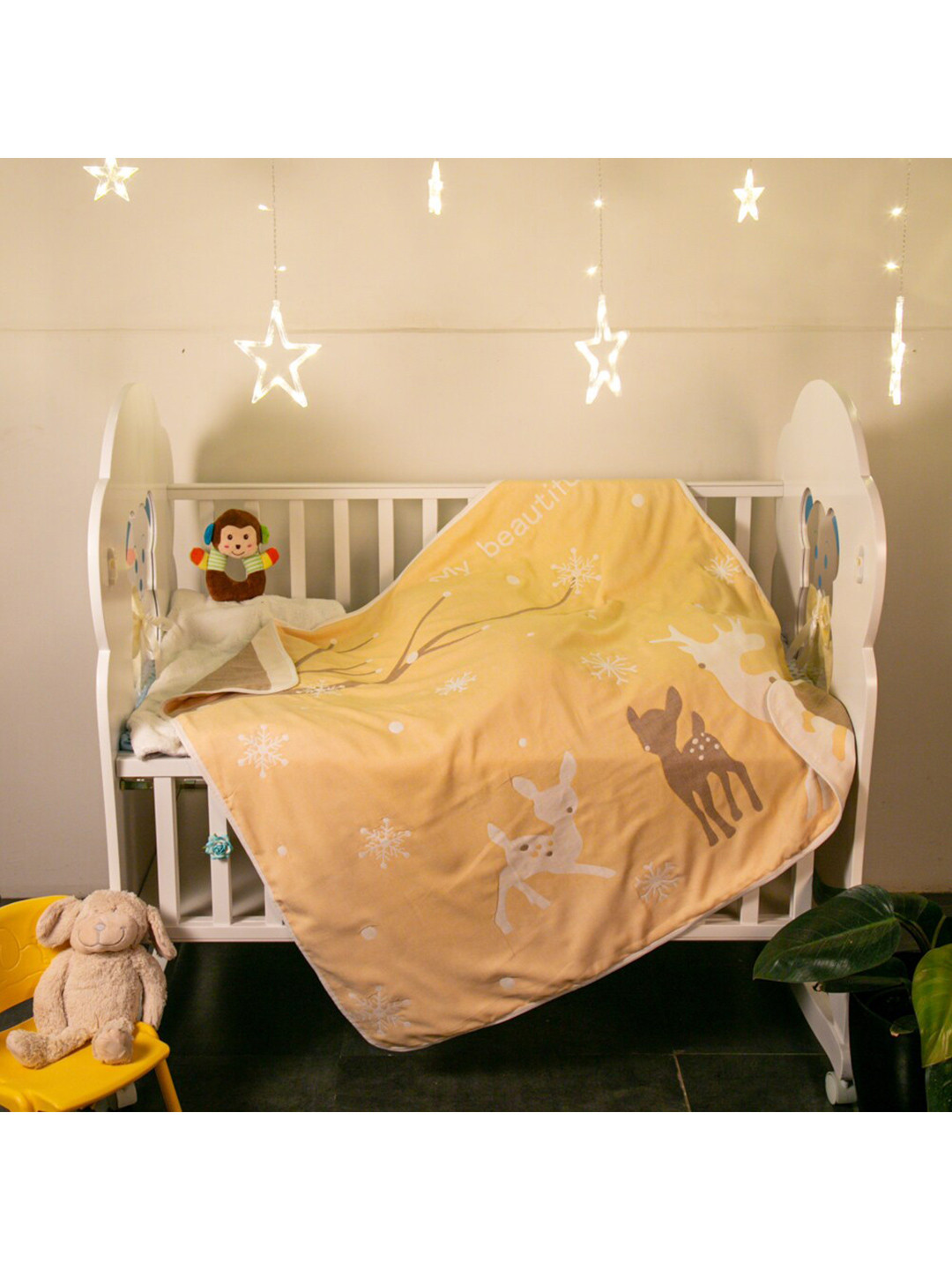

Baby Moo Beige Cartoon Characters Heavy Winter 210 GSM Single Bed Blanket
