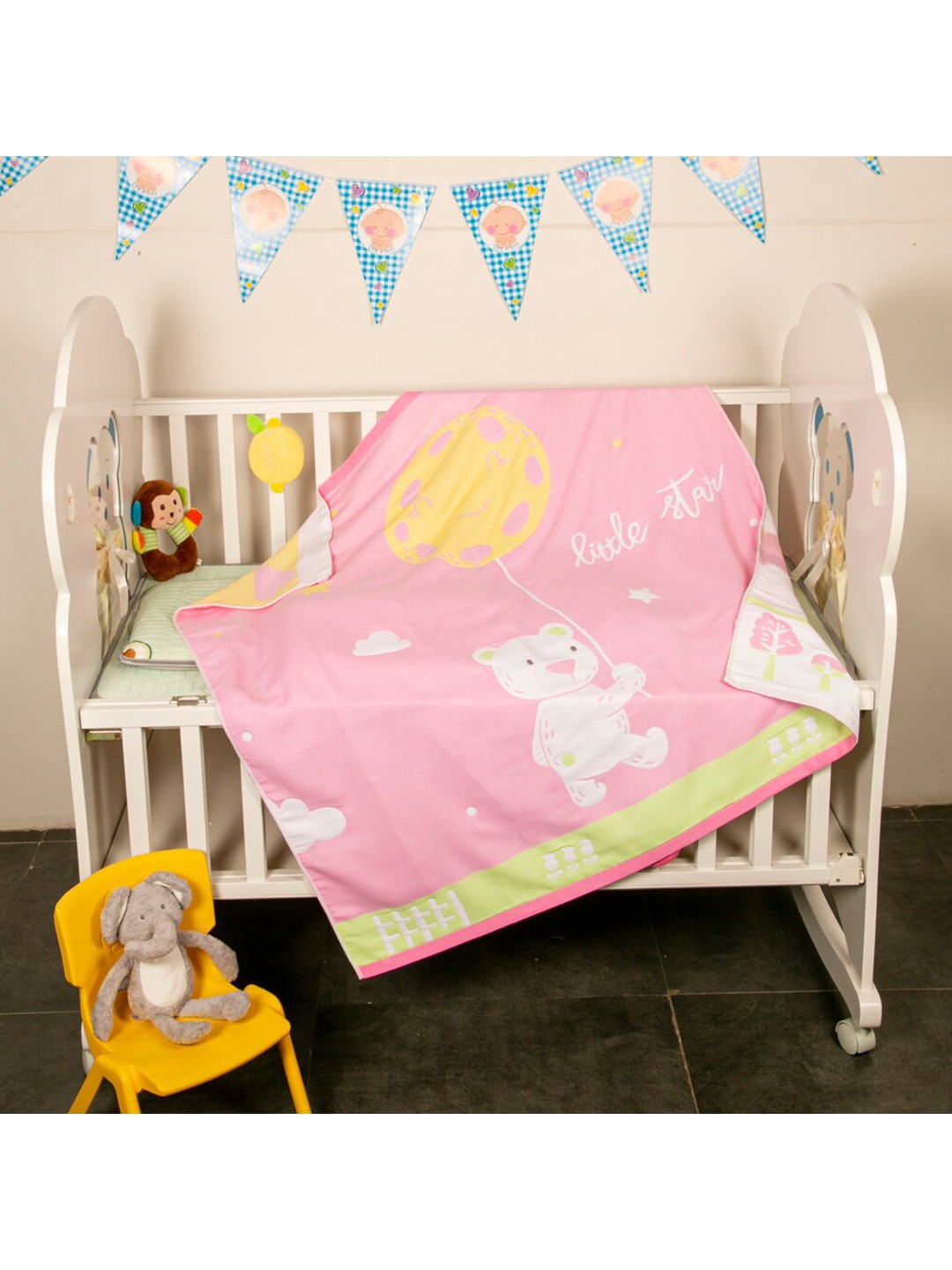 

Baby Moo Kids Pink & White 210 GSM Single Geometric Heavy Winter Cotton Bed Blanket