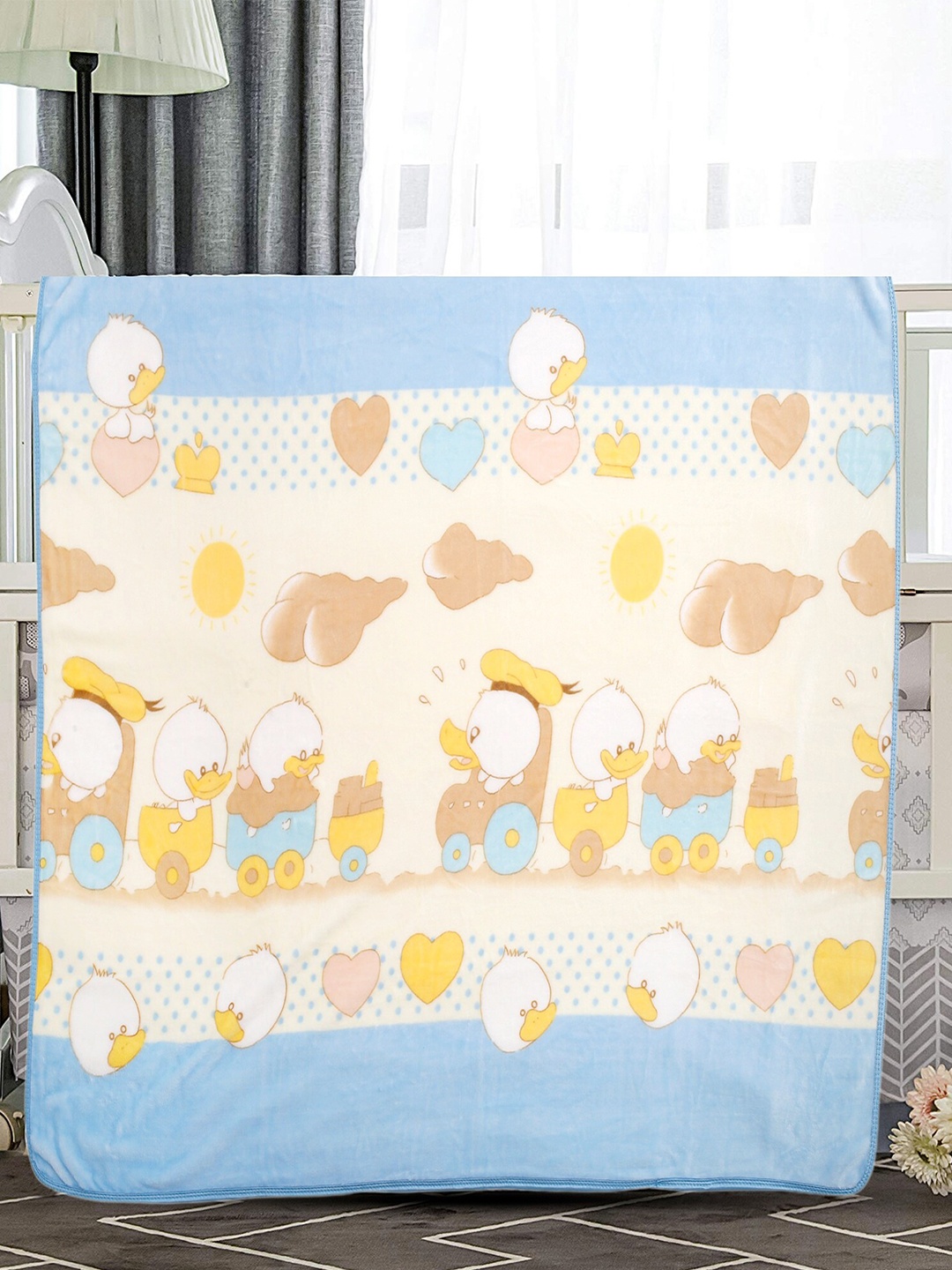 

Baby Moo Blue & Yellow Cartoon Characters Heavy Winter 210 GSM Single Bed Blanket