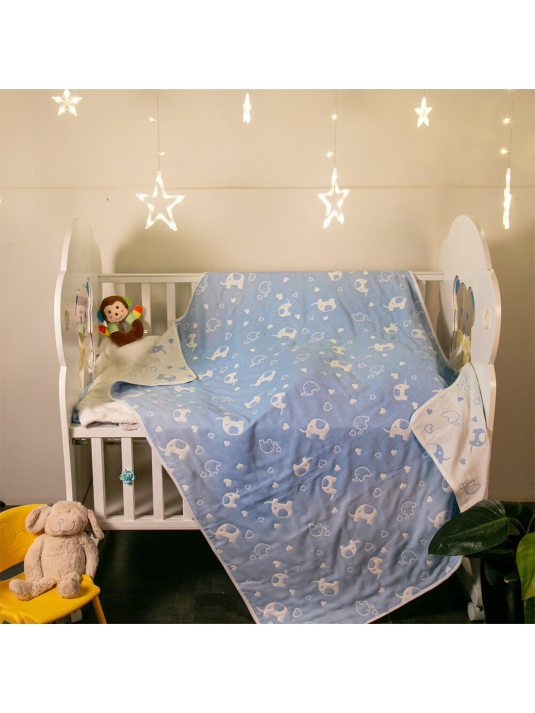 

Baby Moo Infants Blue & White Heavy Winter 210 GSM Cotton Single Bed Blanket