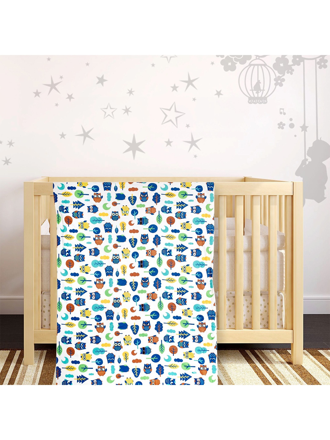 

Baby Moo Blue & White Cartoon Characters Heavy Winter 210 GSM Single Bed Blanket