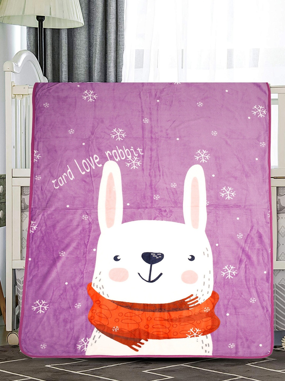 

Baby Moo Purple & White Cartoon Characters Heavy Winter 210 GSM Single Bed Blanket