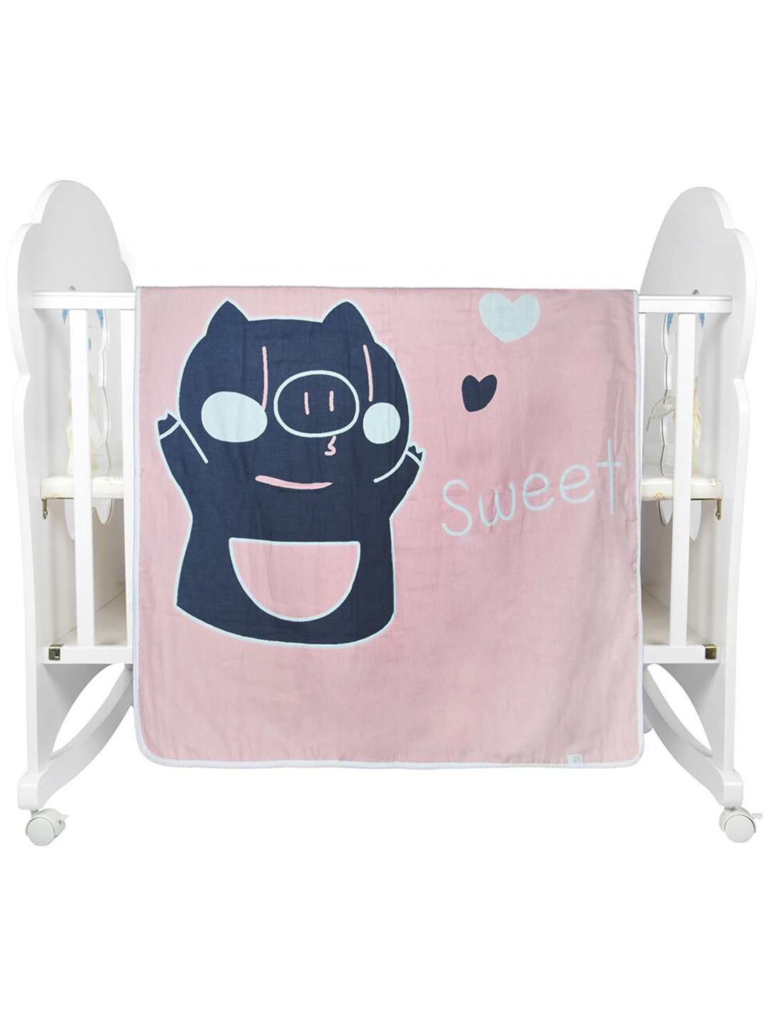 

Baby Moo Pink & Blue Cartoon Characters Heavy Winter 210 GSM Single Bed Blanket