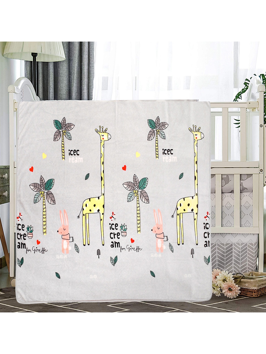 

Baby Moo Grey & Green Heavy Winter 210 GSM Single Bed Blanket