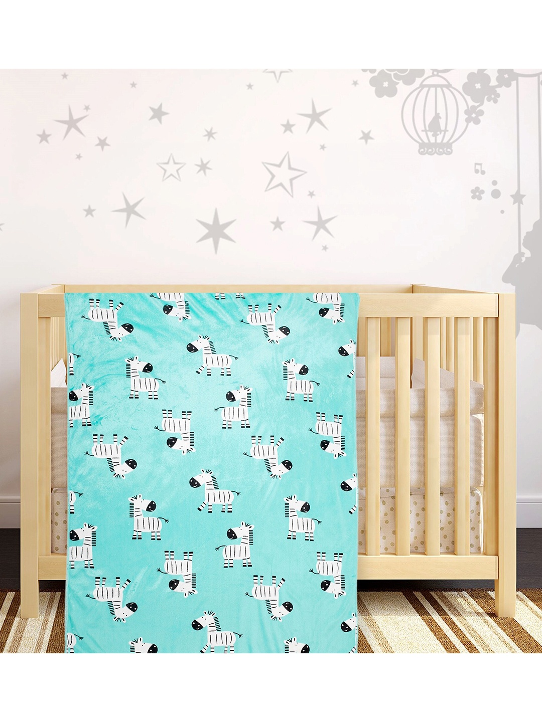 

Baby Moo Blue & White Cartoon Characters Heavy Winter 210 GSM Single Bed Blanket