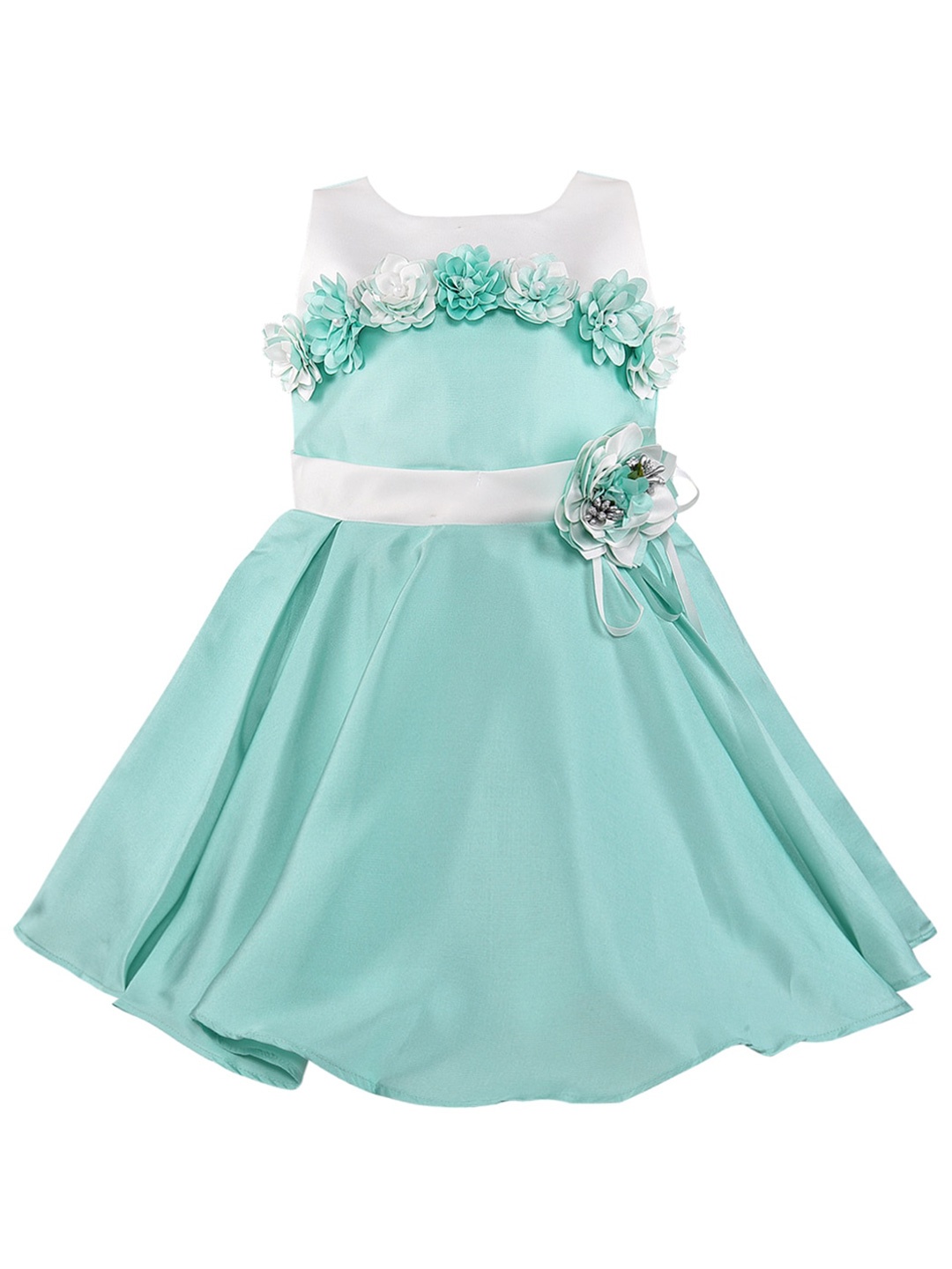 

Wish Karo Girl's Green Embellished Satin Dress