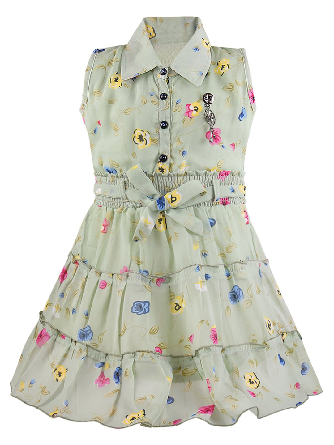 

Wish Karo Girls Green Floral Printed Dress