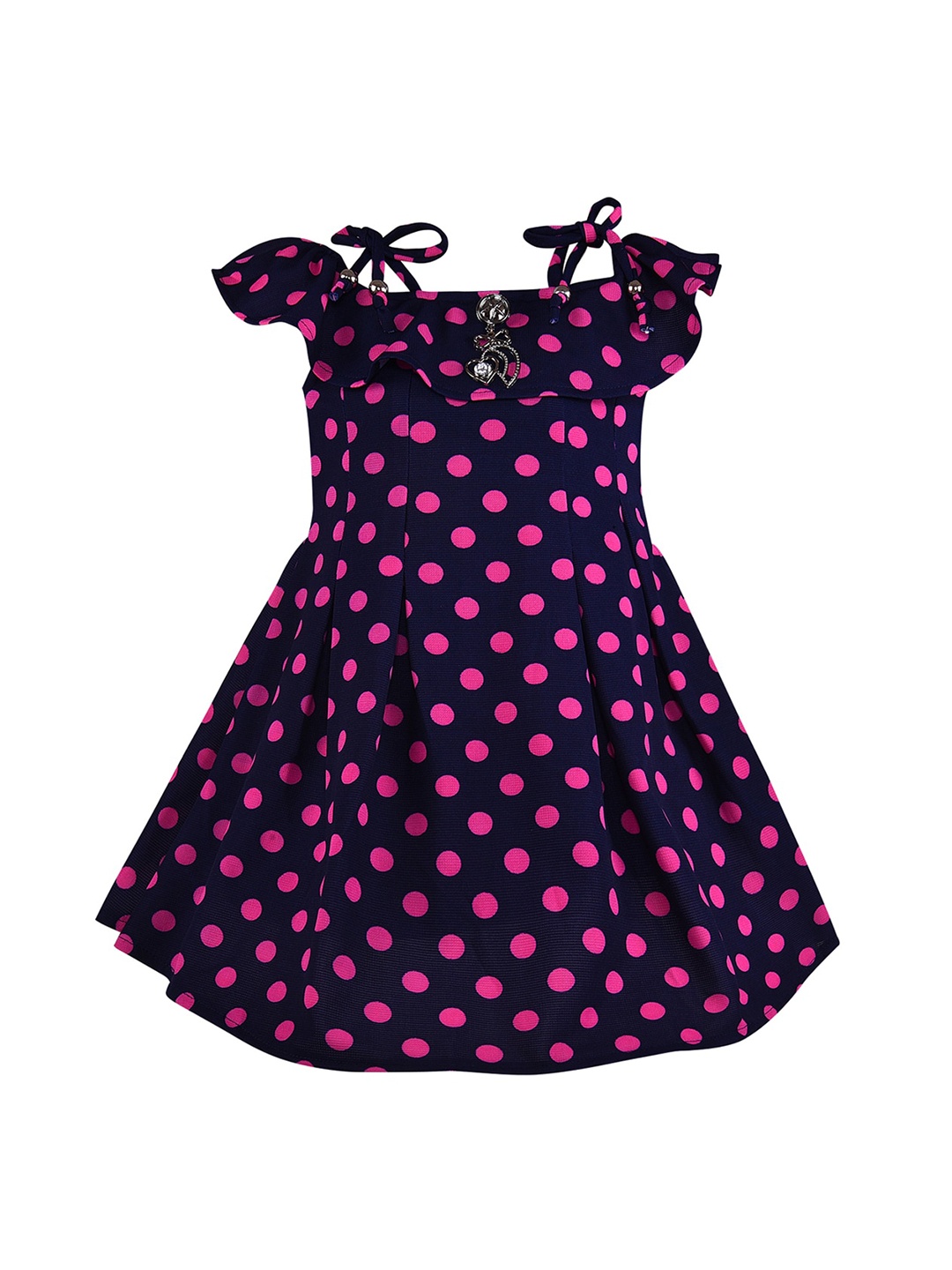 

Wish Karo Girl's Navy Blue & Pink Cotton Dress