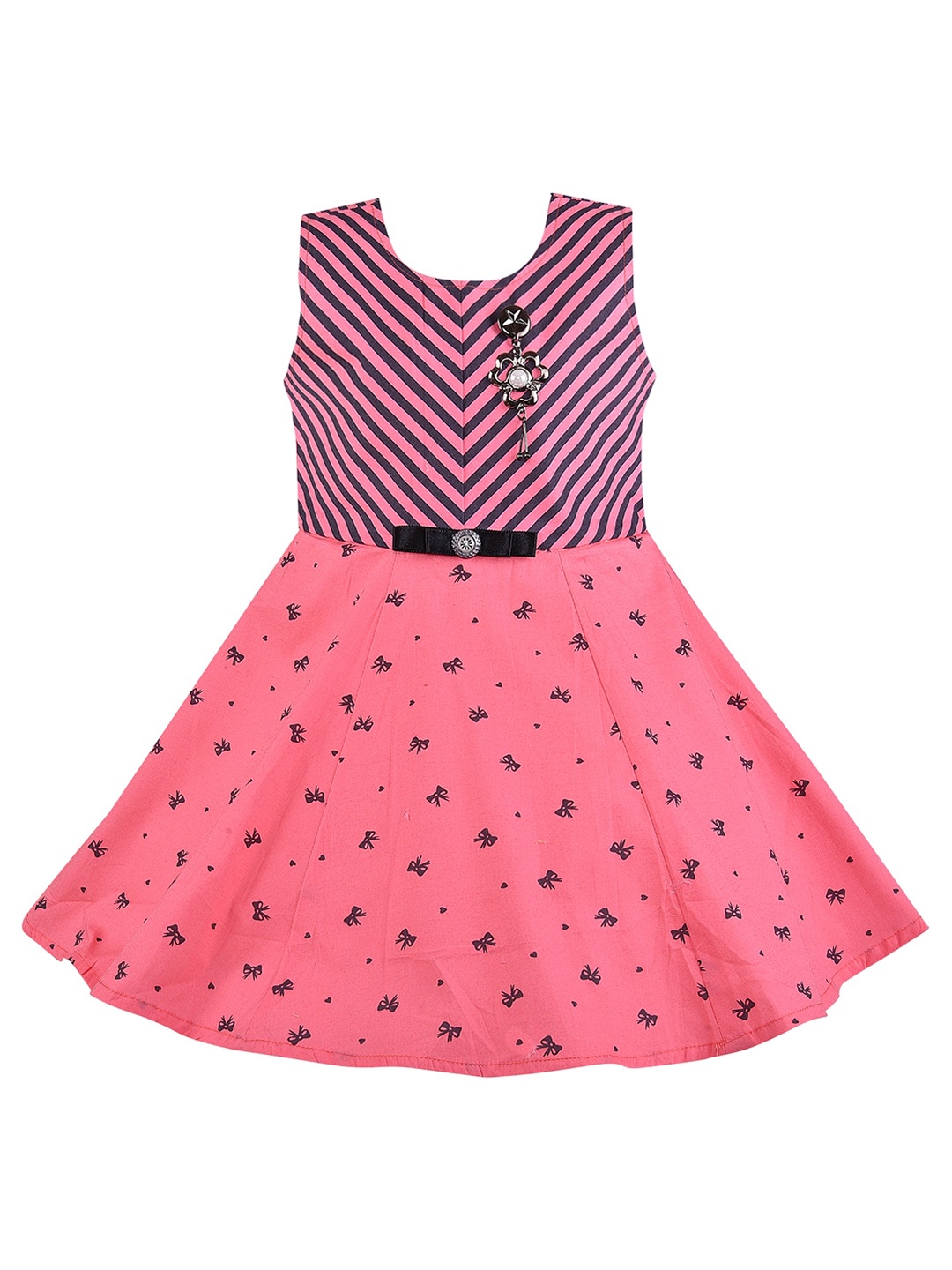 

Wish Karo Girls Peach-Coloured Printed Cotton Dress