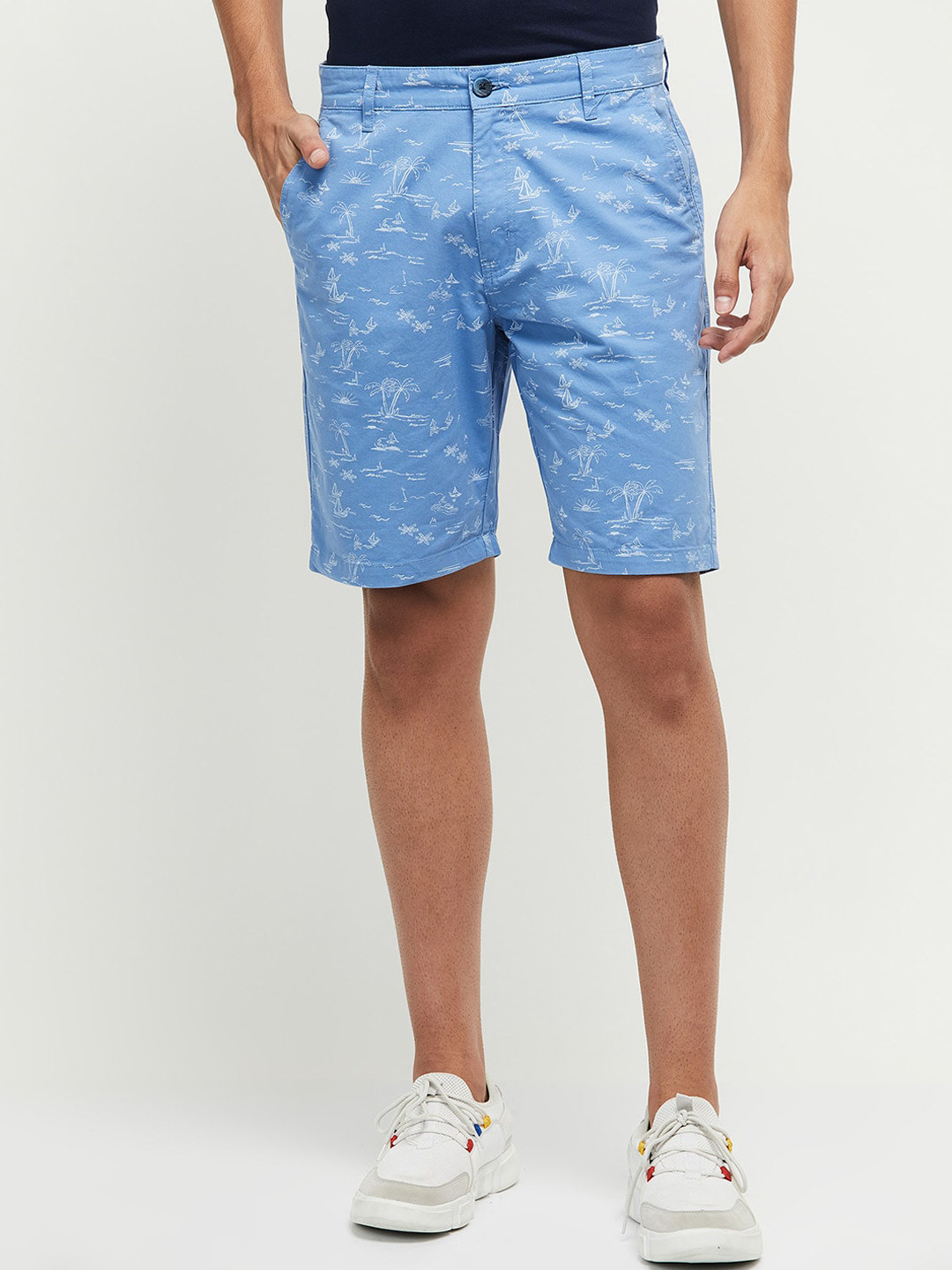 

max Men Blue Printed Pure Cotton Shorts