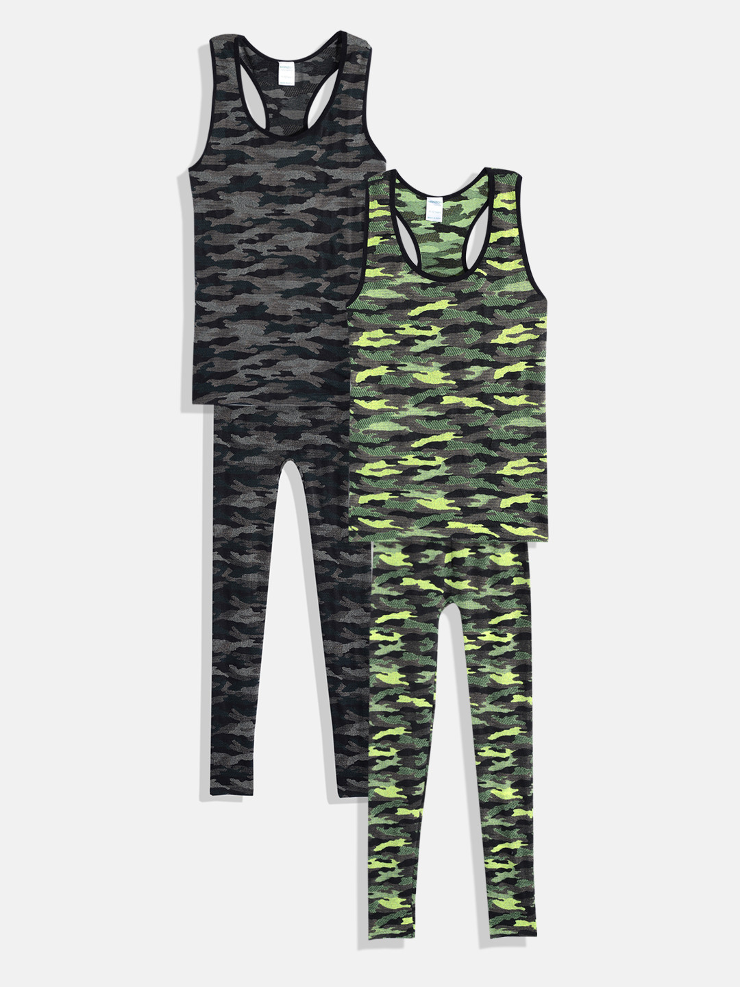 

MANZON Girls Grey & Green Printed Top with Leggings
