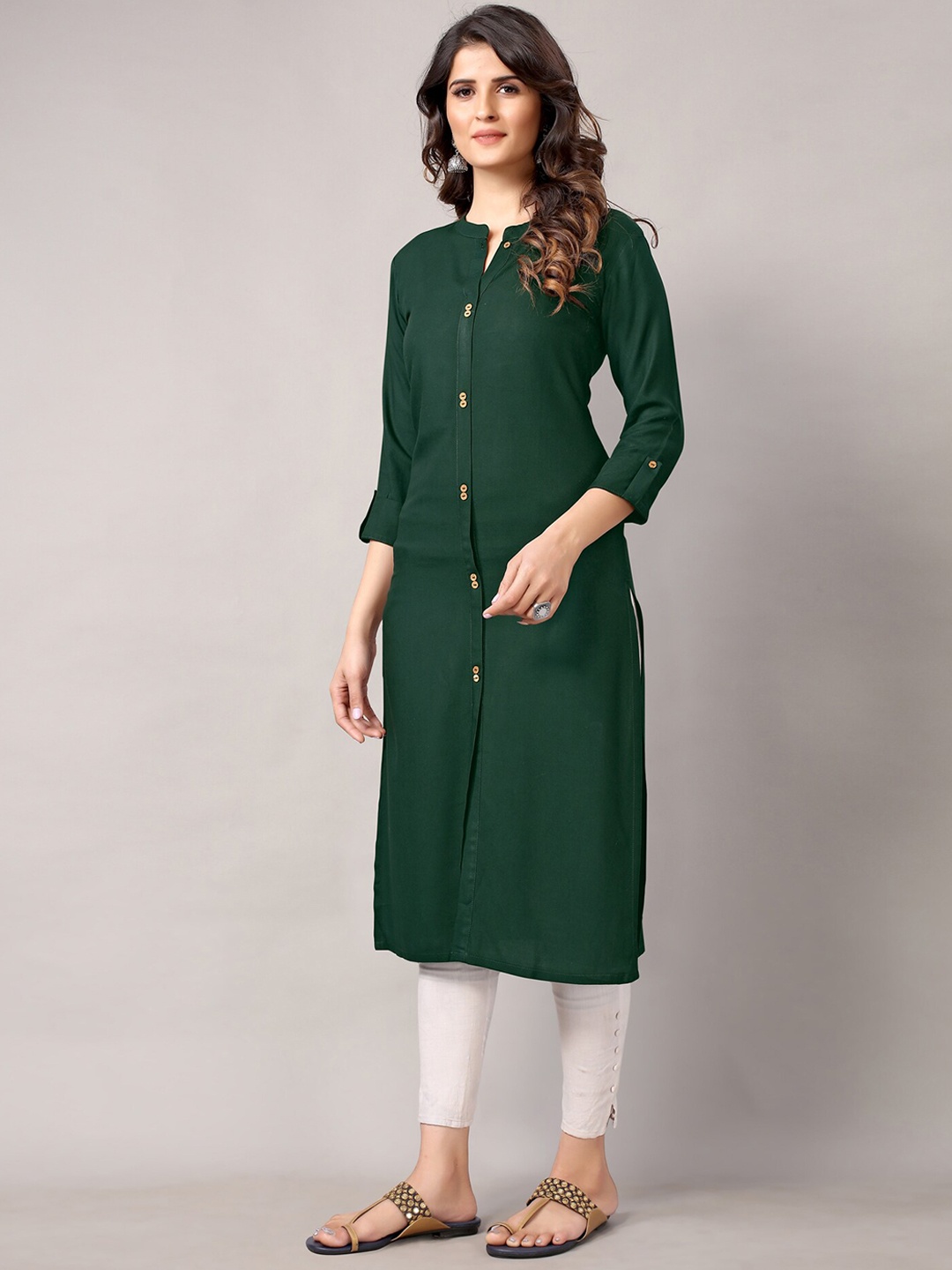 

SANISA Women Green Solid Kurta