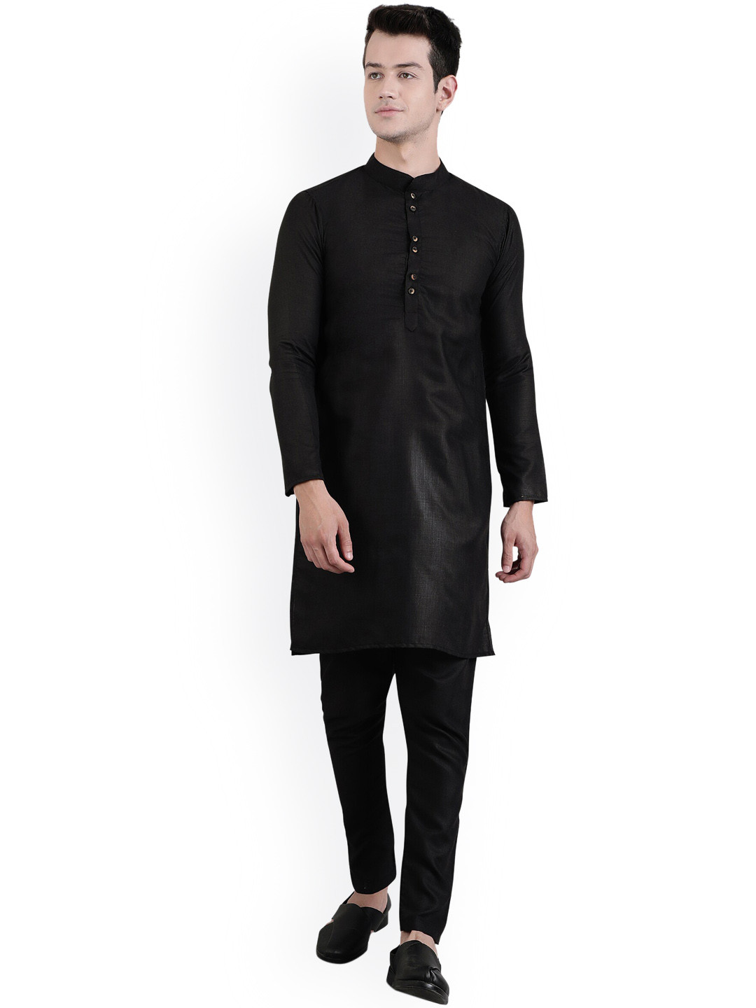 

ORUS Men Black Cotton Blend Kurta with Trousers