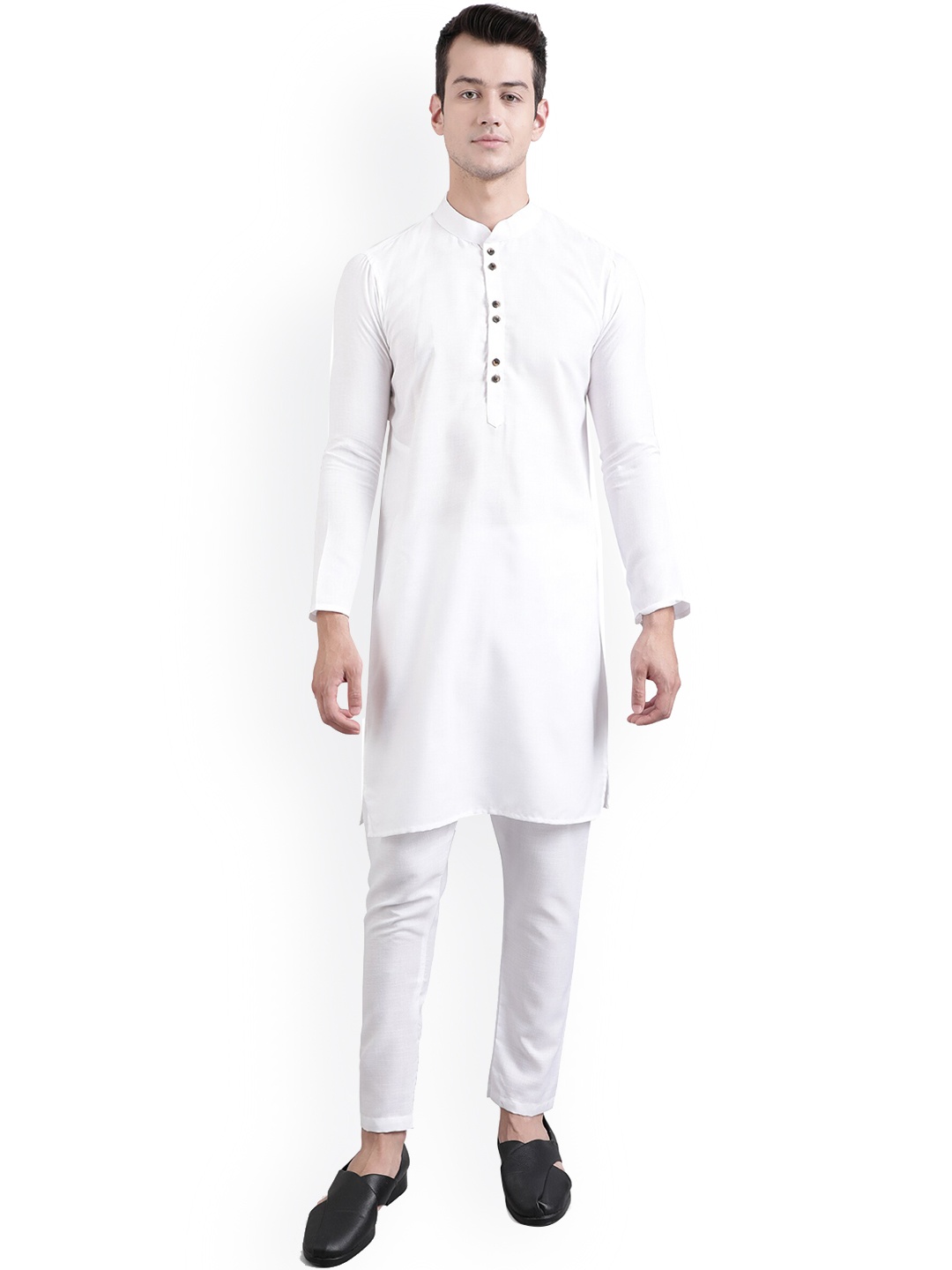 

ORUS Men White Straight Kurta with Trousers