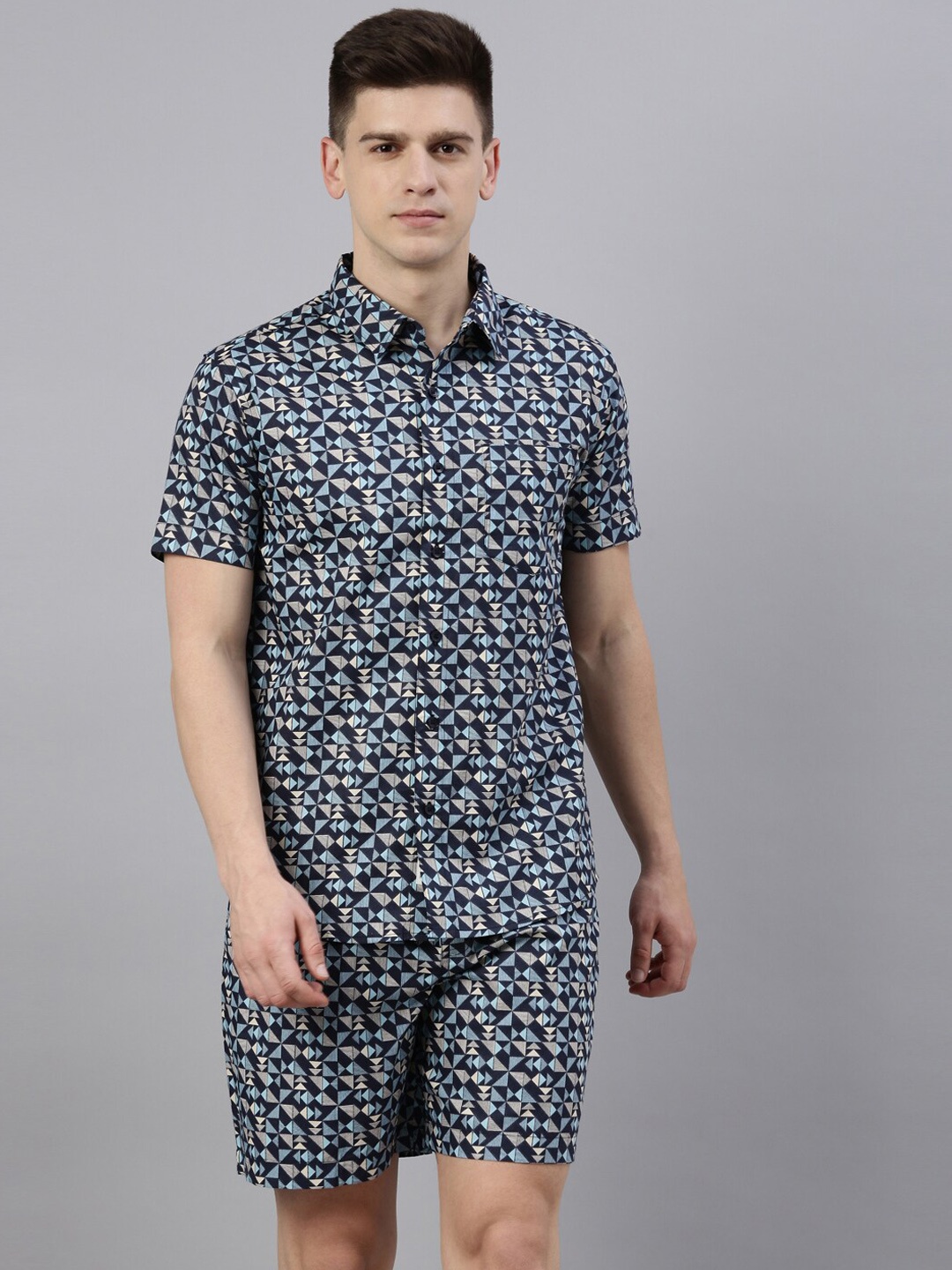 

Joven Men Navy Blue Printed Pure Cotton Co-ords