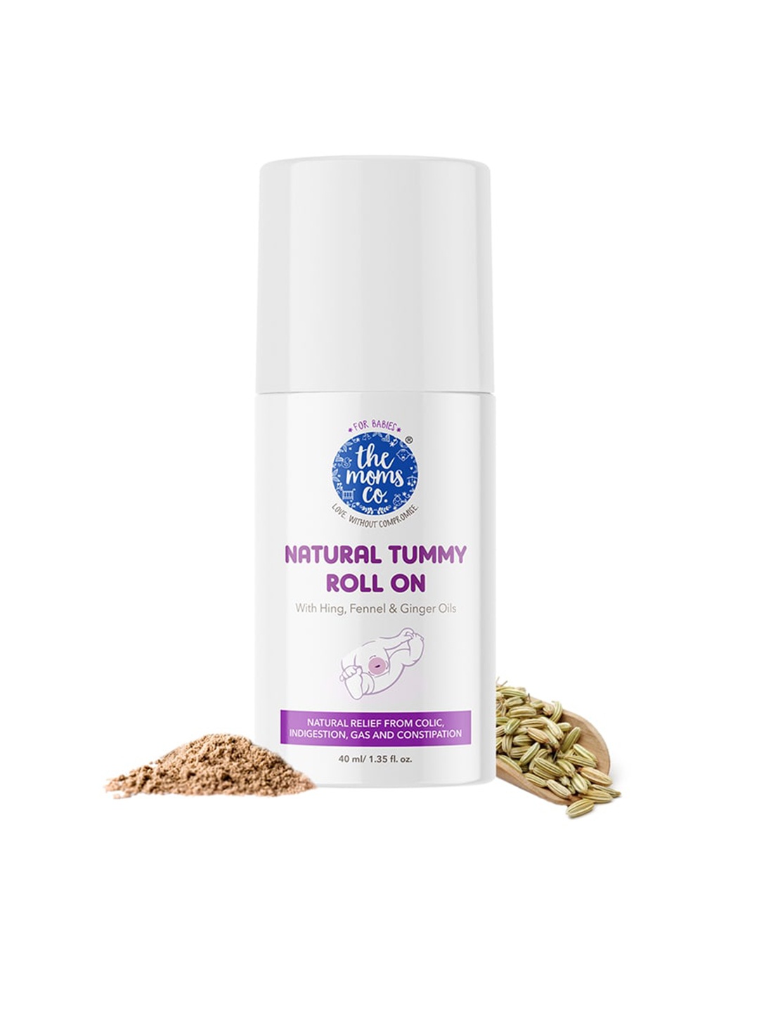 

The Moms Co. Natural Tummy Roll On with Hing & Fennel - 40 ml, White