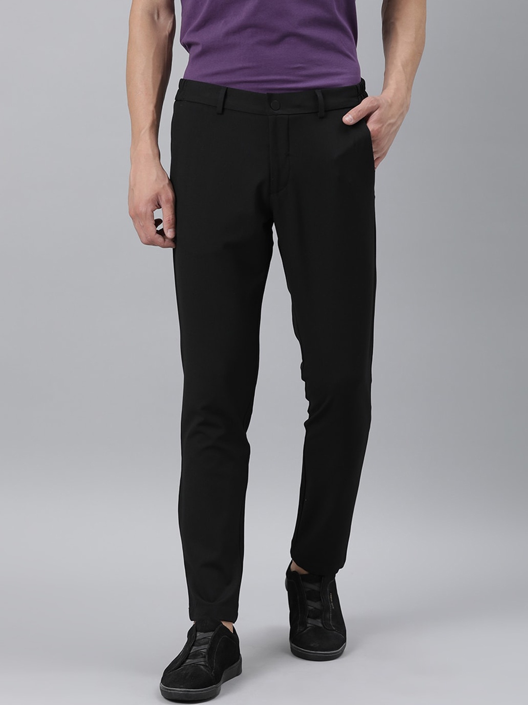 

RARE RABBIT Men Travel-2 Mid-Rise Slim Fit Trouser, Black