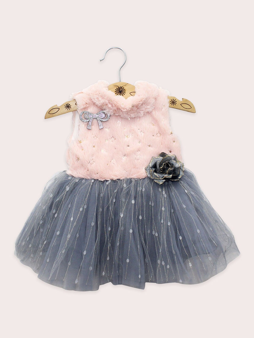 

Born Babies Beige & Grey Dress