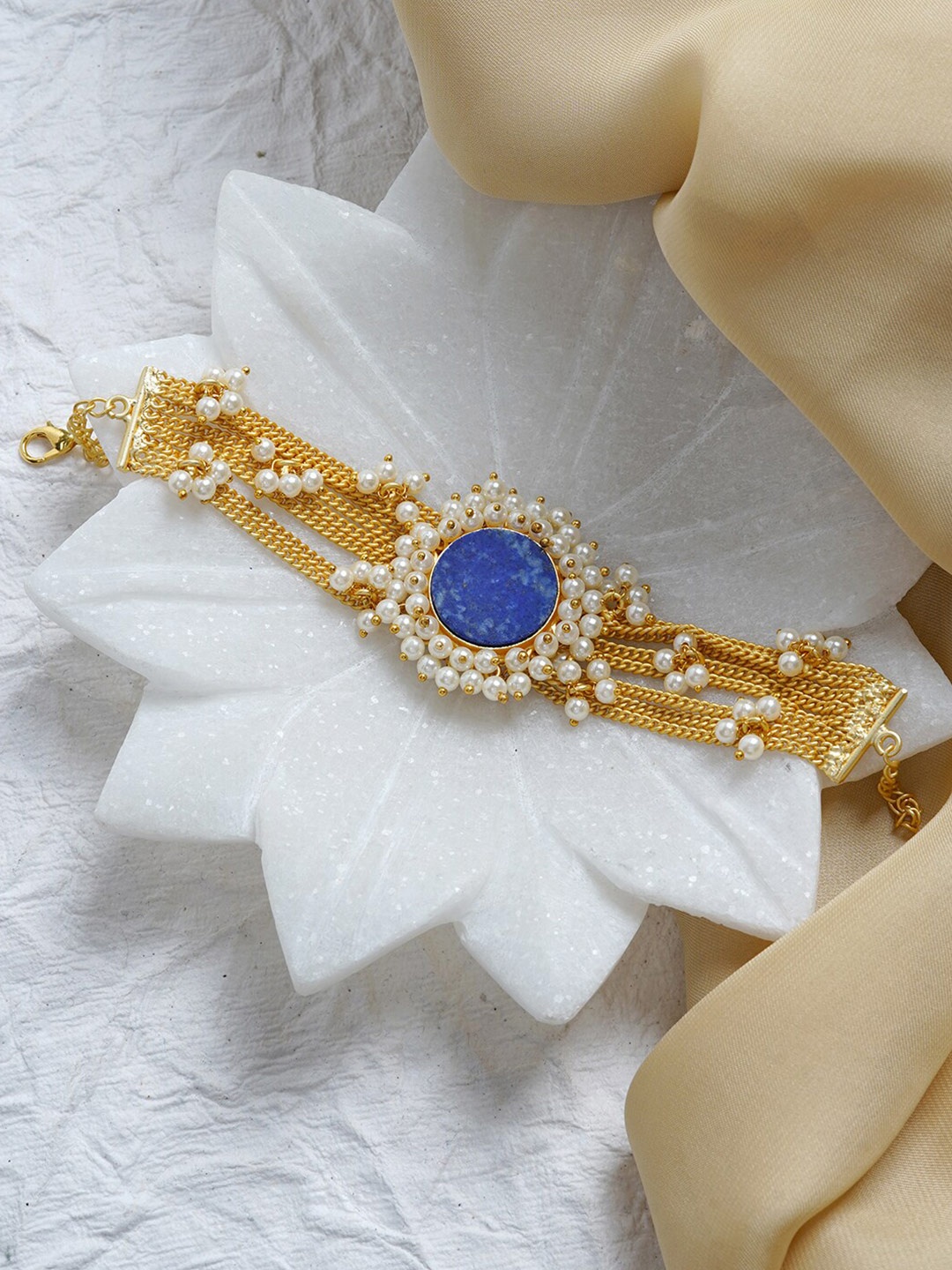 

TEEJH Women Gold-Toned & Blue Brass Charm Bracelet