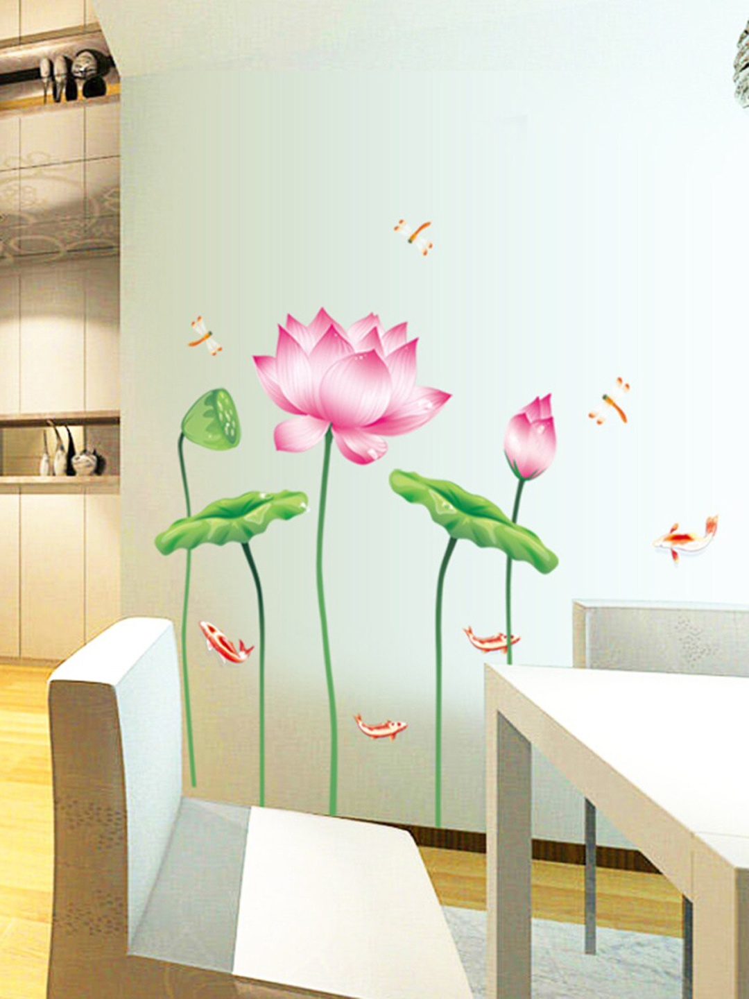 

Home Centre Pink Lotus Wall Stickers, Multi