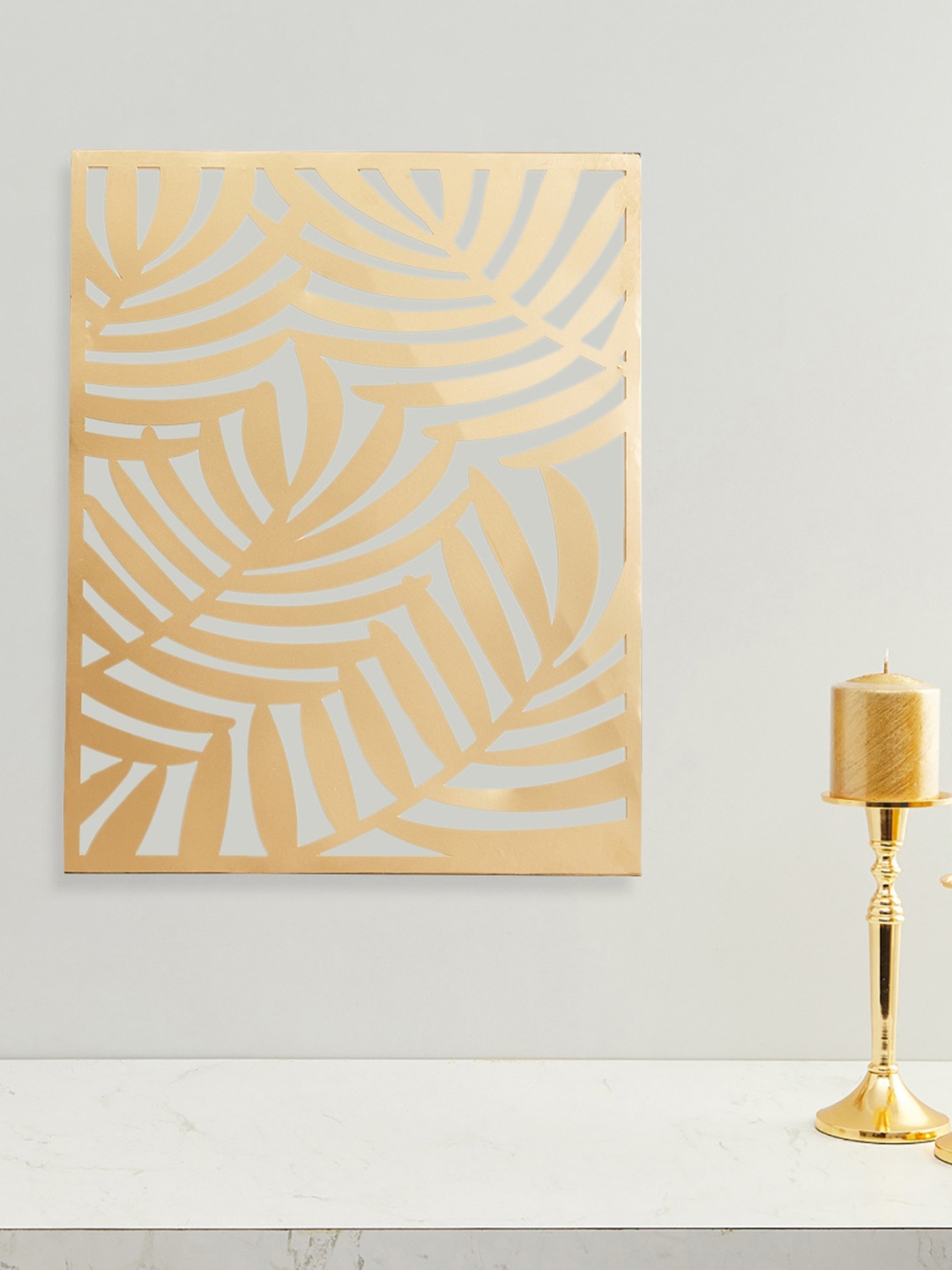 

Home Centre Gold-Toned Samara Tree Leaf Metal Cut-Out Wall Art