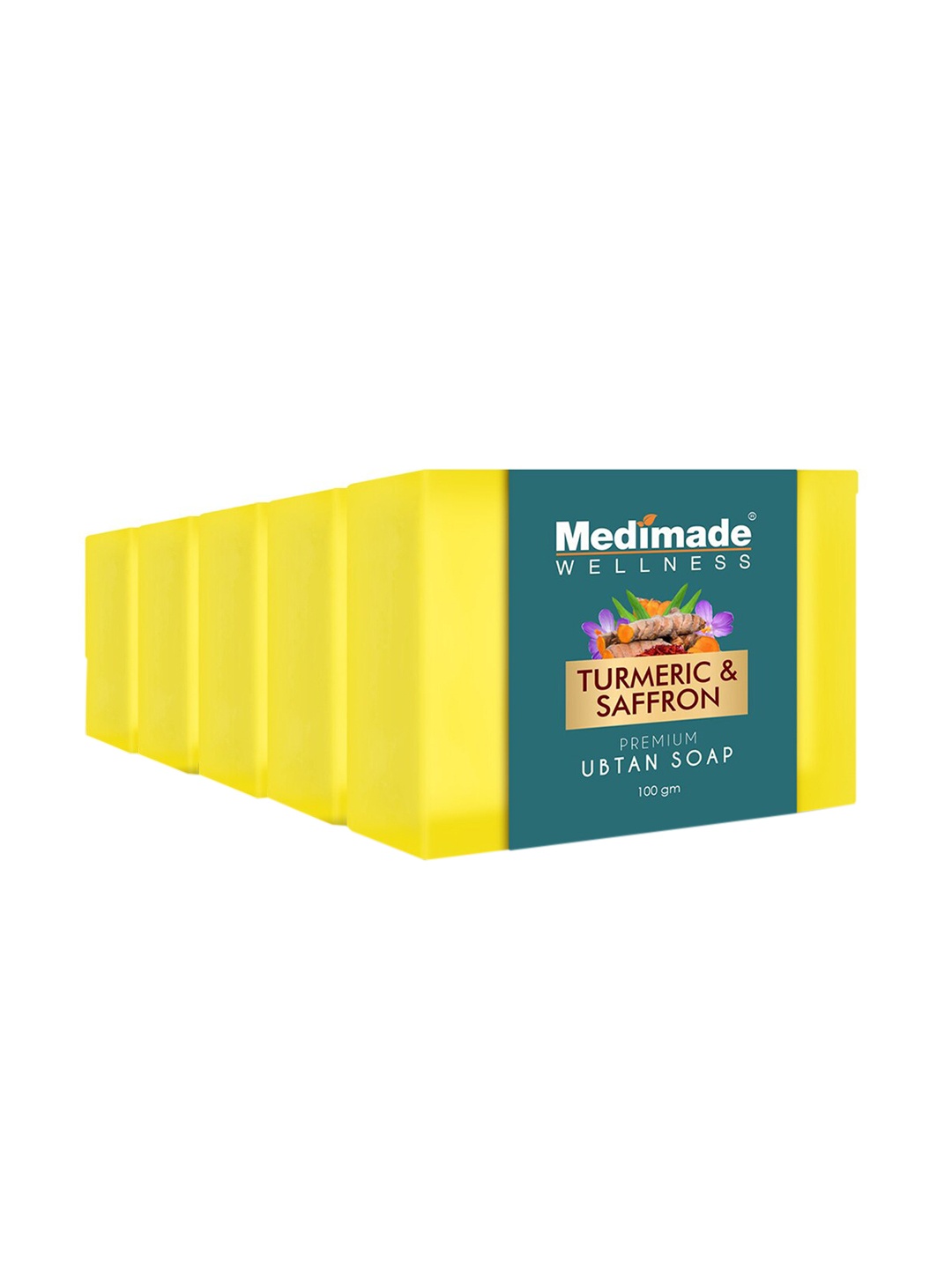 

Medimade Set of 5 Ubtan Premium Facial Soap For Brighten Skin Tone - 100 g Each, Yellow