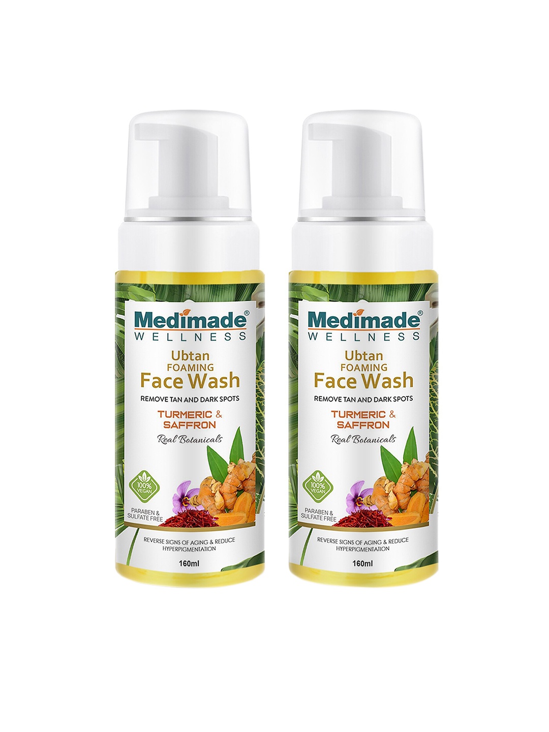 

Medimade Set of 2 Turmeric & Saffron Ubtan Foaming Face Wash 160 ml each, White