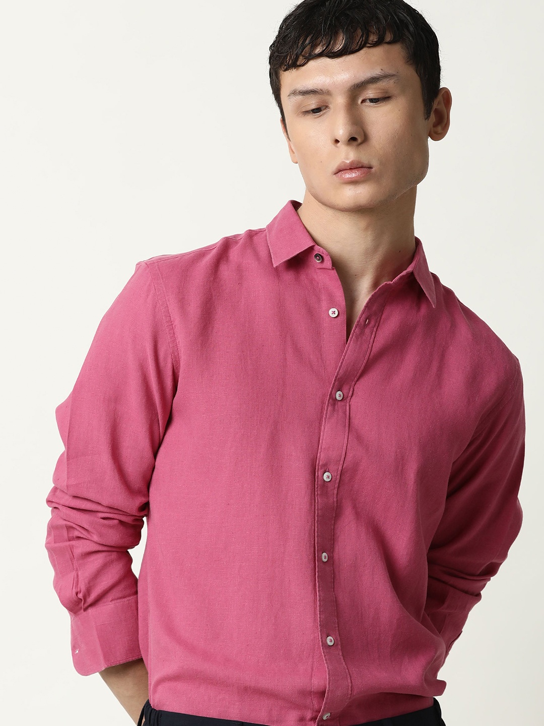 

RARE RABBIT Men Naples Slim Fit Shirt, Pink
