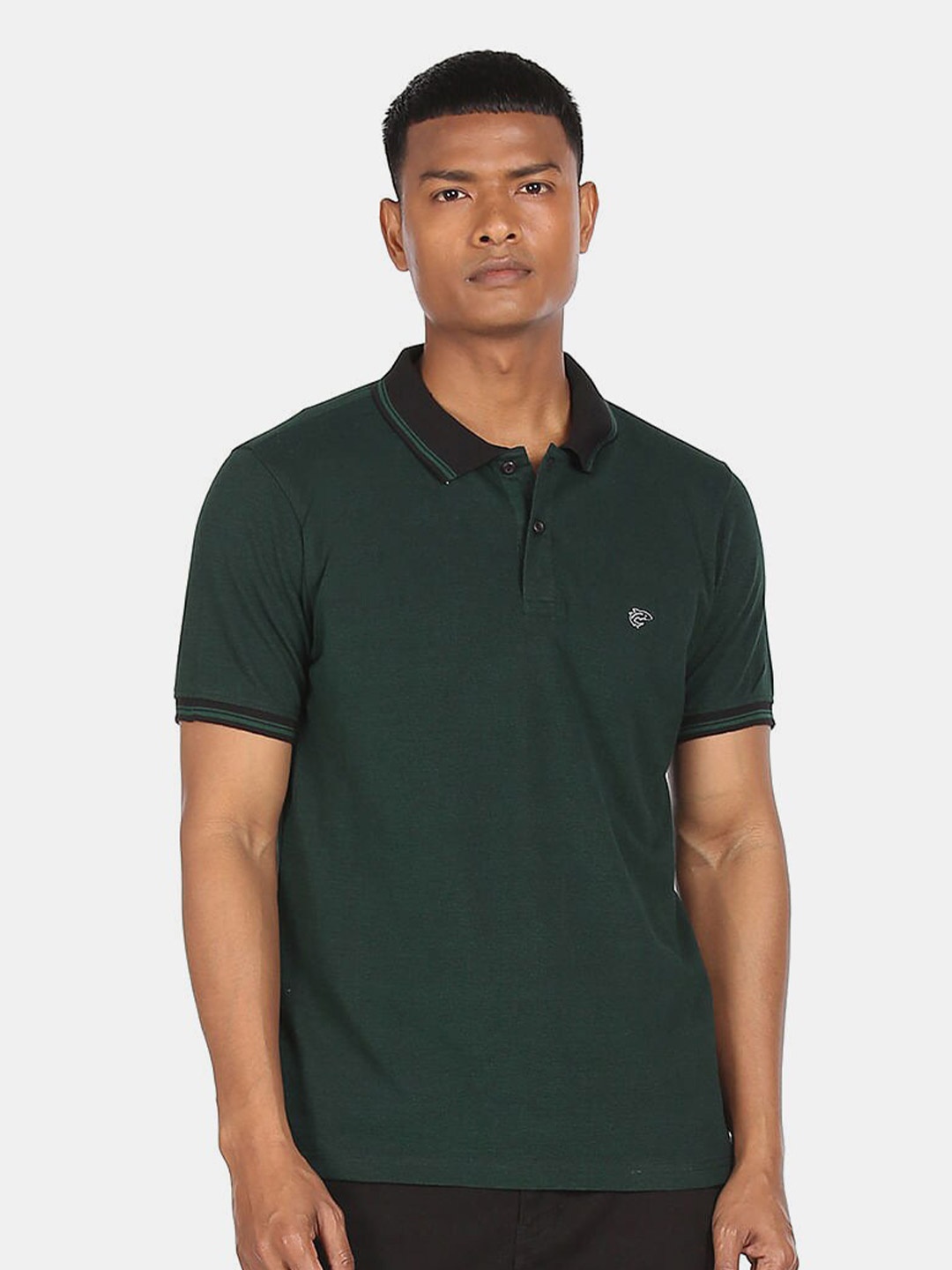 

Ruggers Men Green Polo Collar T-shirt