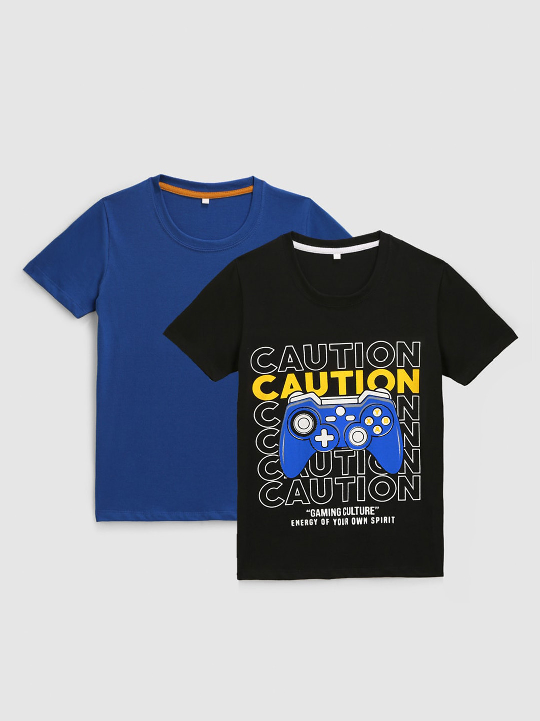 

KIDSCRAFT Boys Pack of 2 Knitted Cotton T-shirts, Blue