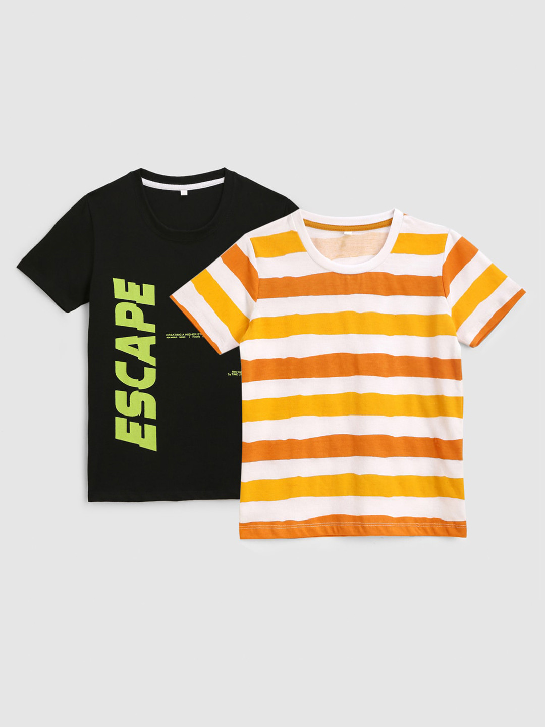 

KIDSCRAFT Boys Black & White Pack Of 2 Printed T-shirt