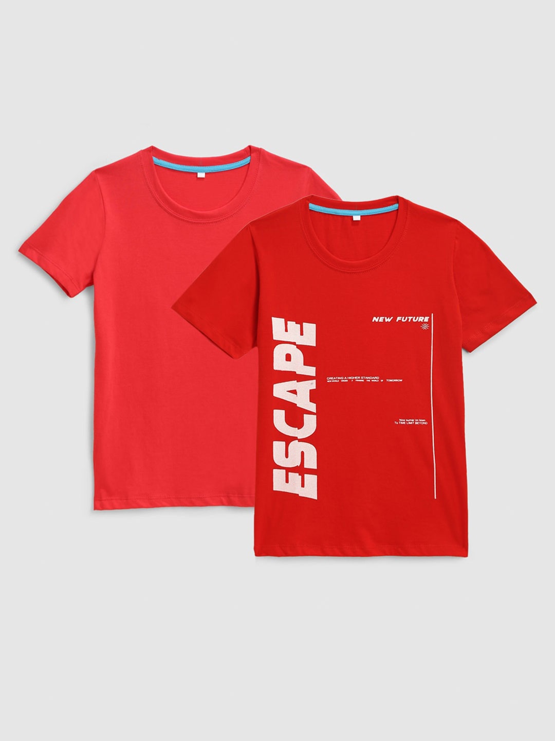 

KIDSCRAFT Boys Pack of 2 Red Typography Printed T-shirt