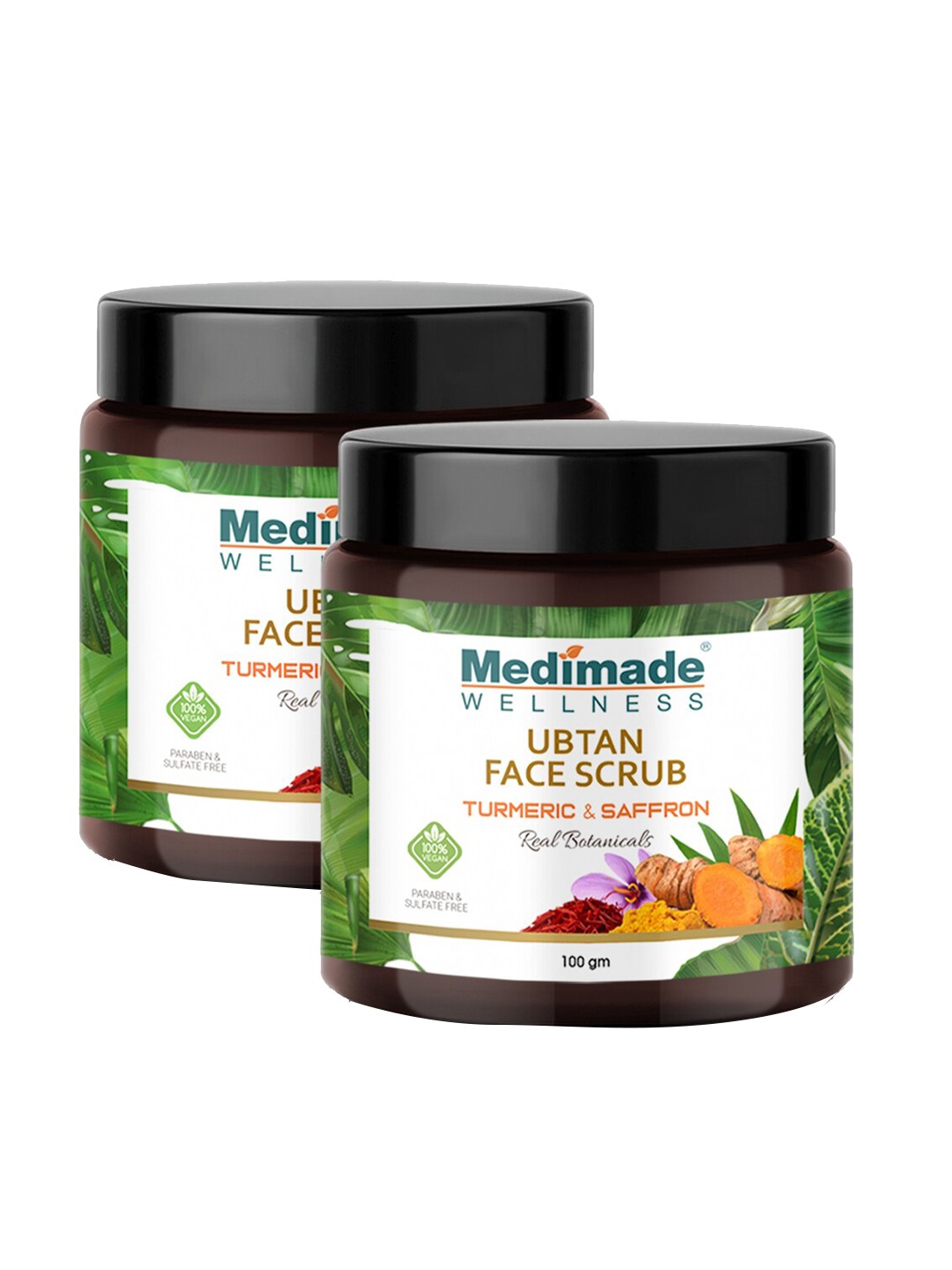 

Medimade Set of 2 Ubtan Face Scrub with Saffron & Turmeric 100 g each, Multi