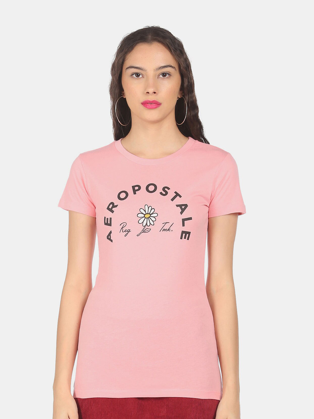 

Aeropostale Women Pink Typography Printed T-shirt