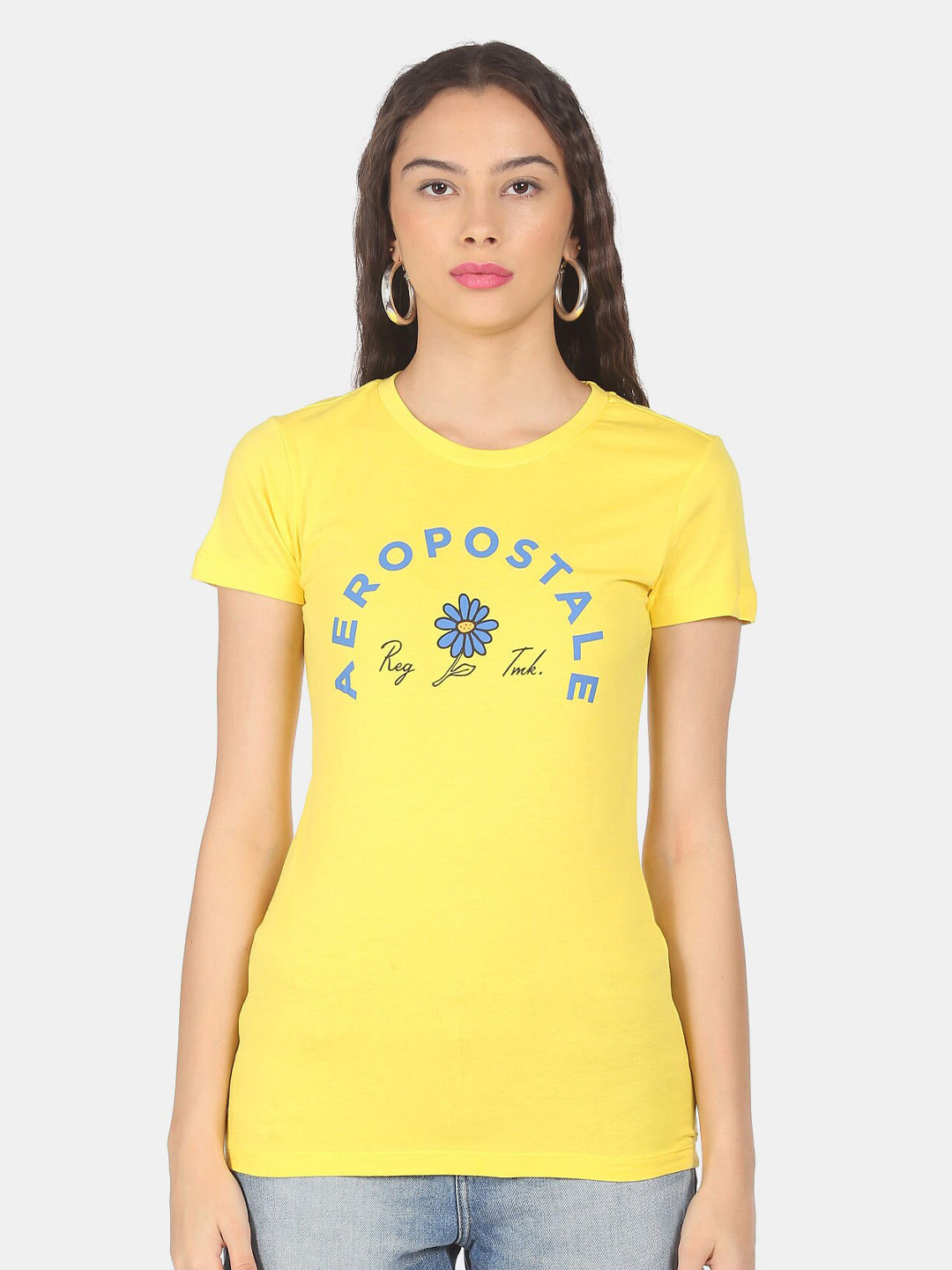 

Aeropostale Women Yellow Typography Print T-shirt