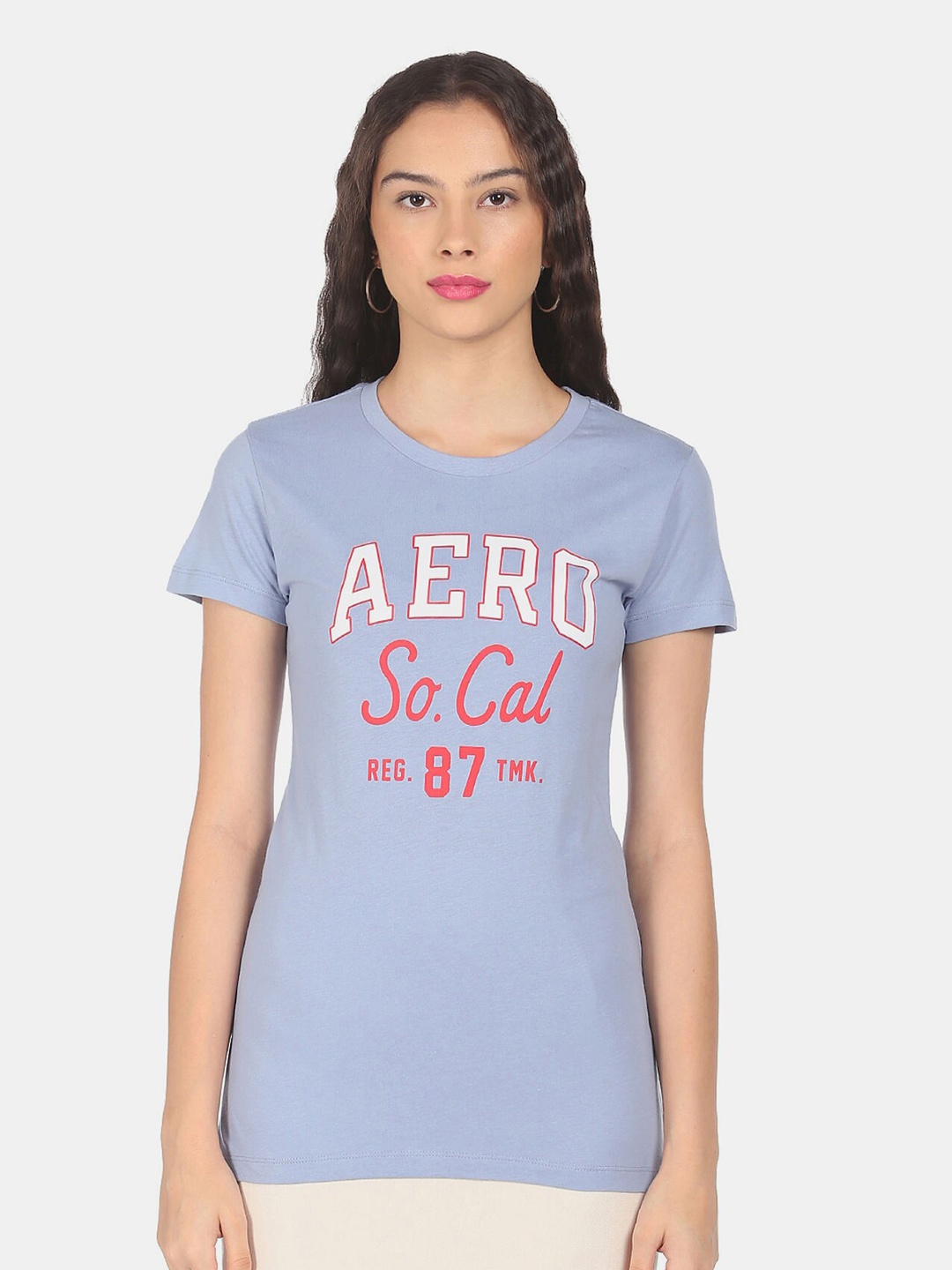 

Aeropostale Women Blue Typography Printed T-shirt