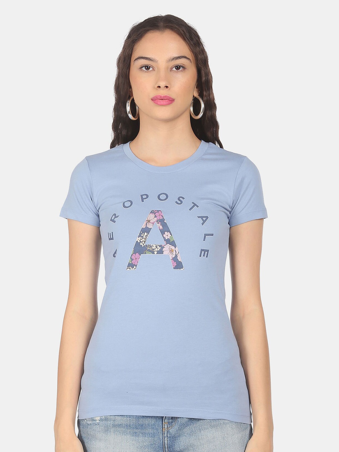 

Aeropostale Women Blue Typography Printed T-shirt