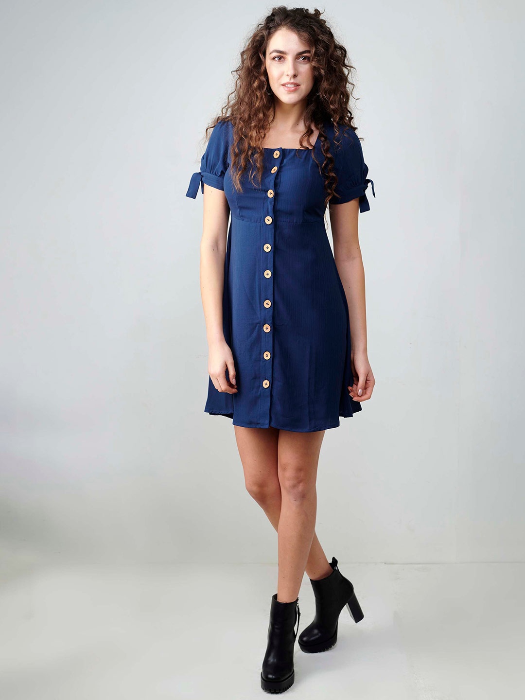 

CLOSETHOOK Navy Blue A-Line Dress