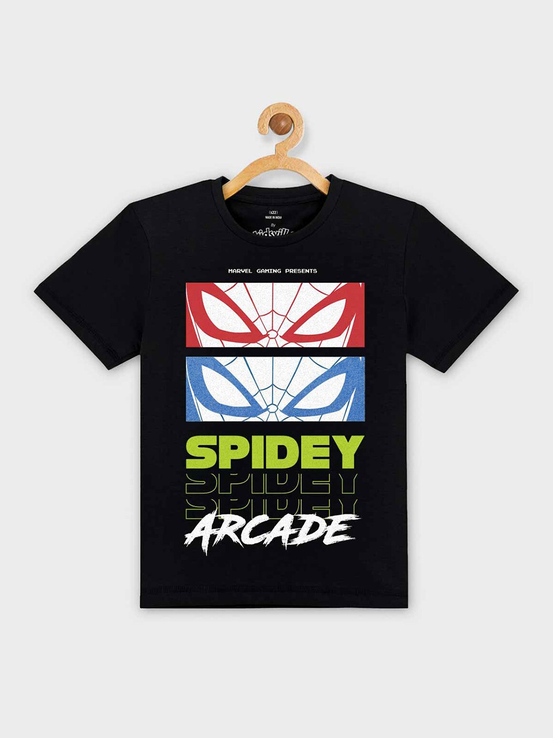 

Kids Ville Boys Black Spider-Man Printed Cotton T-shirt