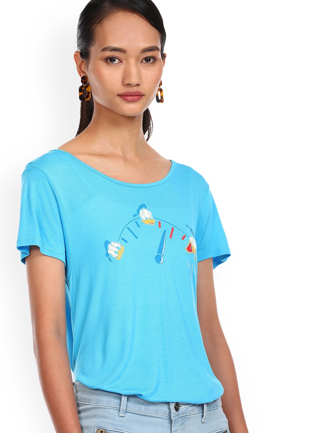 

Sugr Women Blue Printed T-shirt