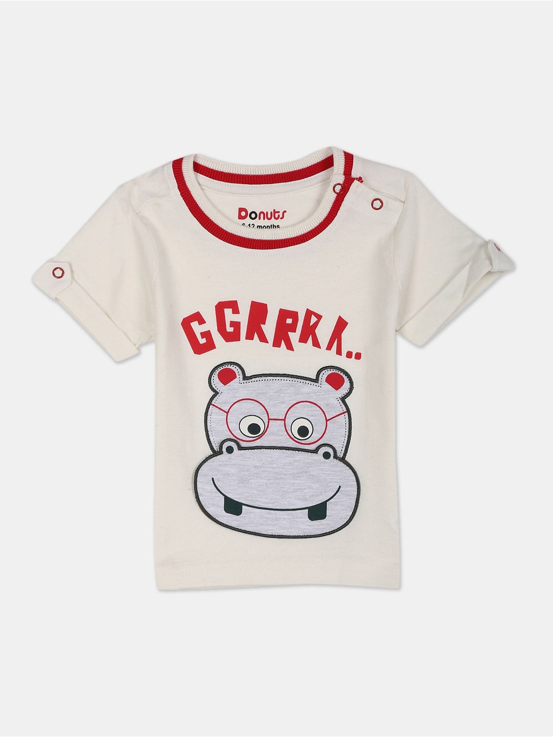 

Donuts Boys White Printed T-shirt