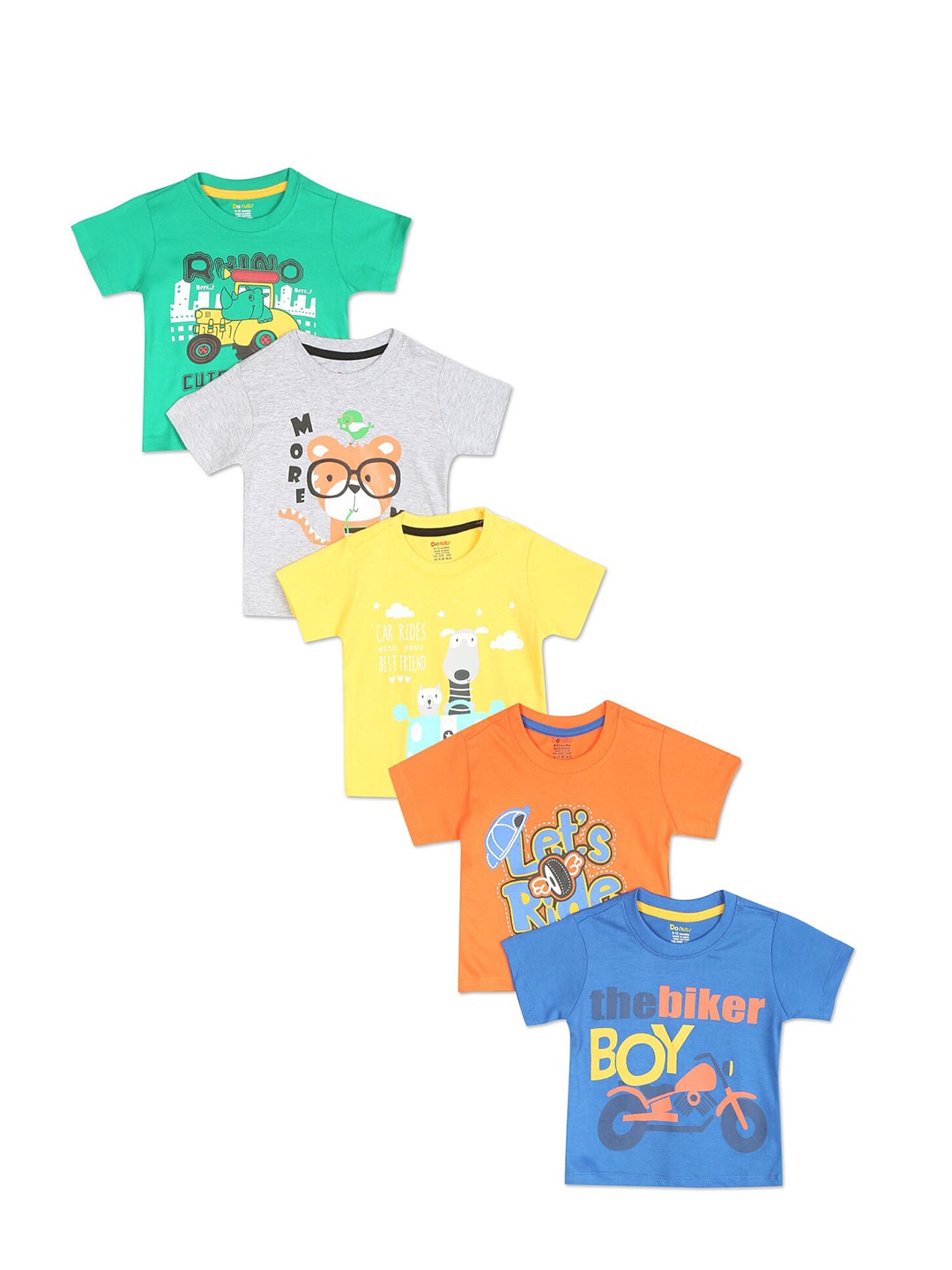 

Donuts Boys Assorted Crew Neck Pack Of 5 Printed T-shirt