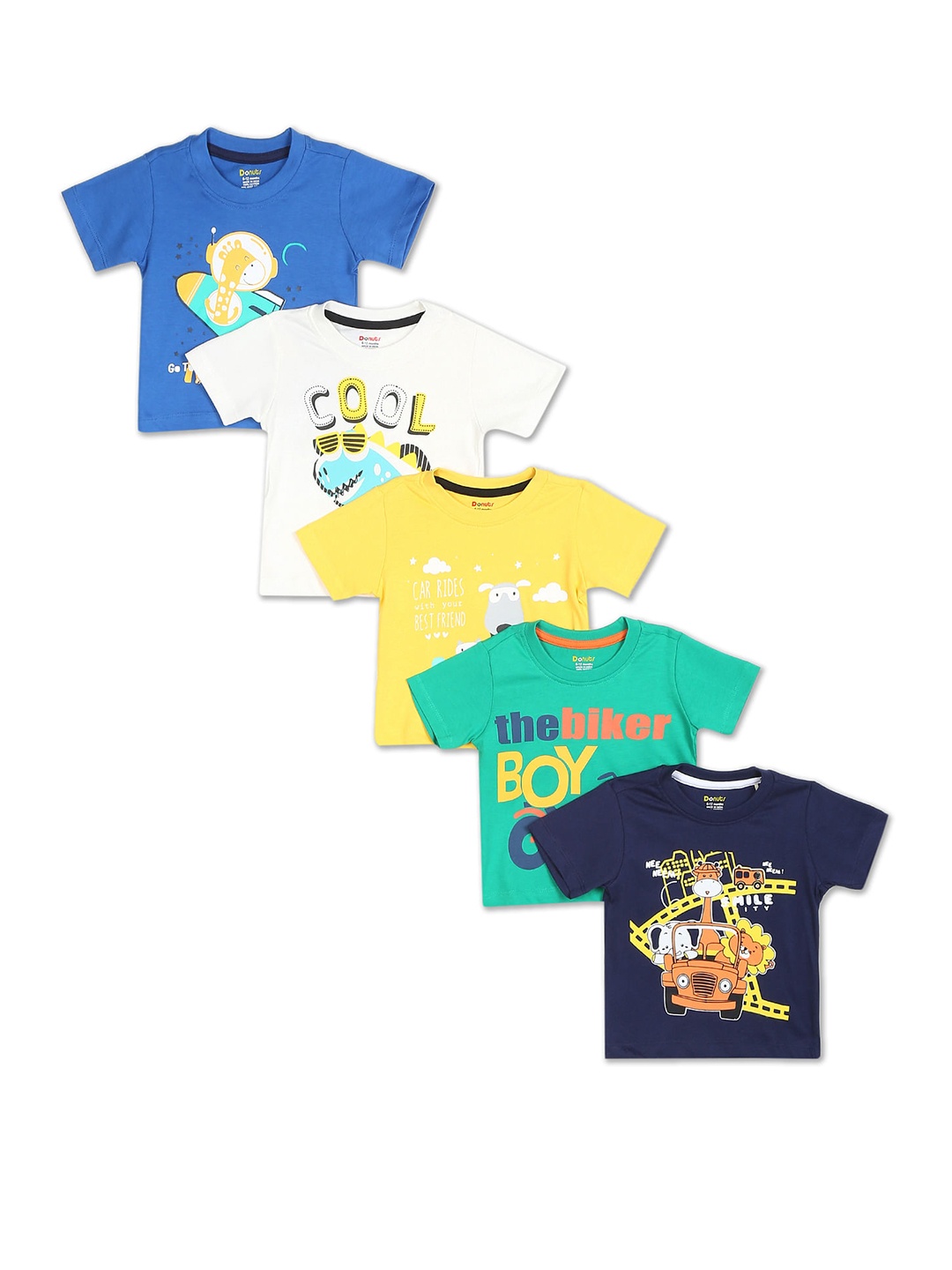 

Donuts Boys Set Of 5 Graphic Printed T-shirts, Blue