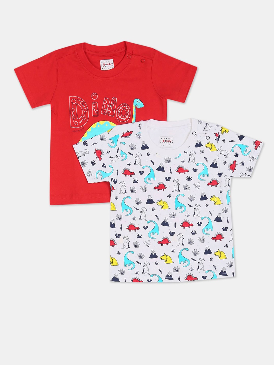 

Donuts Boys Assorted Colors Pack of 2 Printed T-shirt