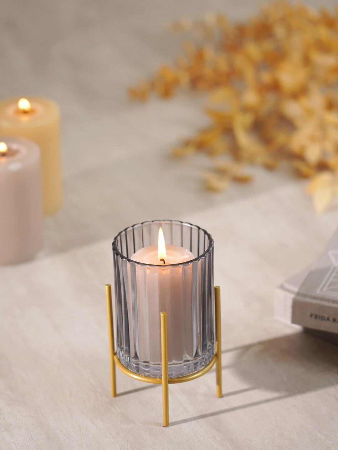 

Pure Home and Living Marco Large Clear Grey Candle Holder